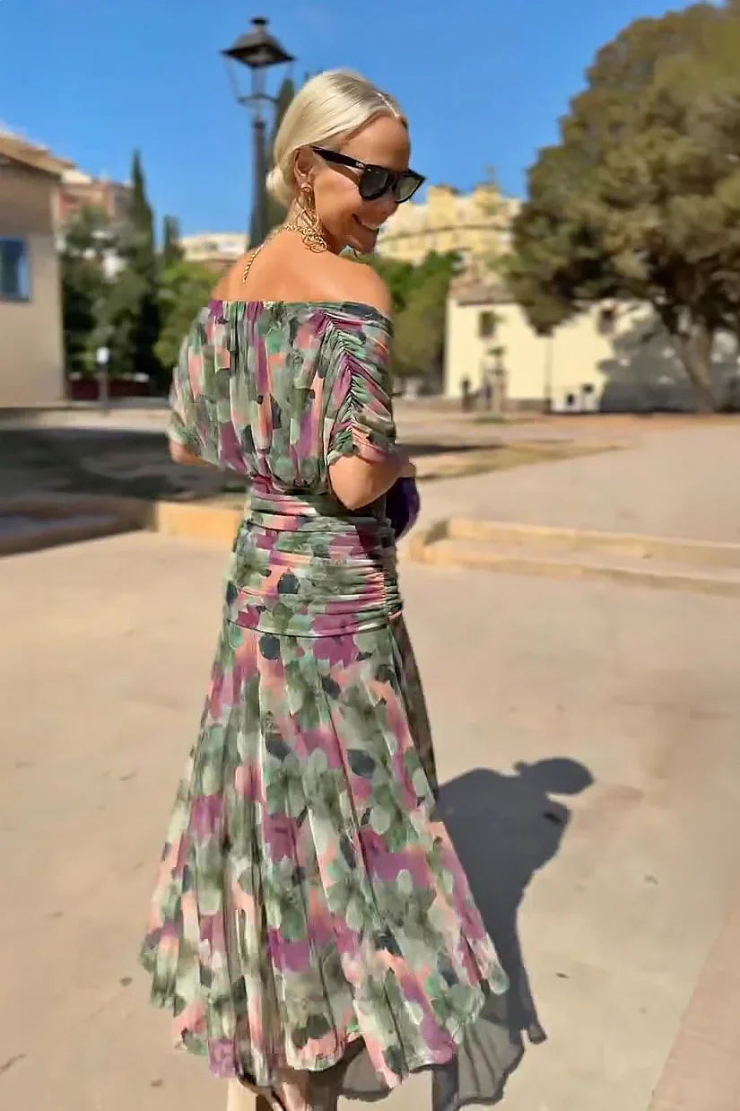 Elspeth | Women's Chiffon Summer Off Shoulder Maxi Dress