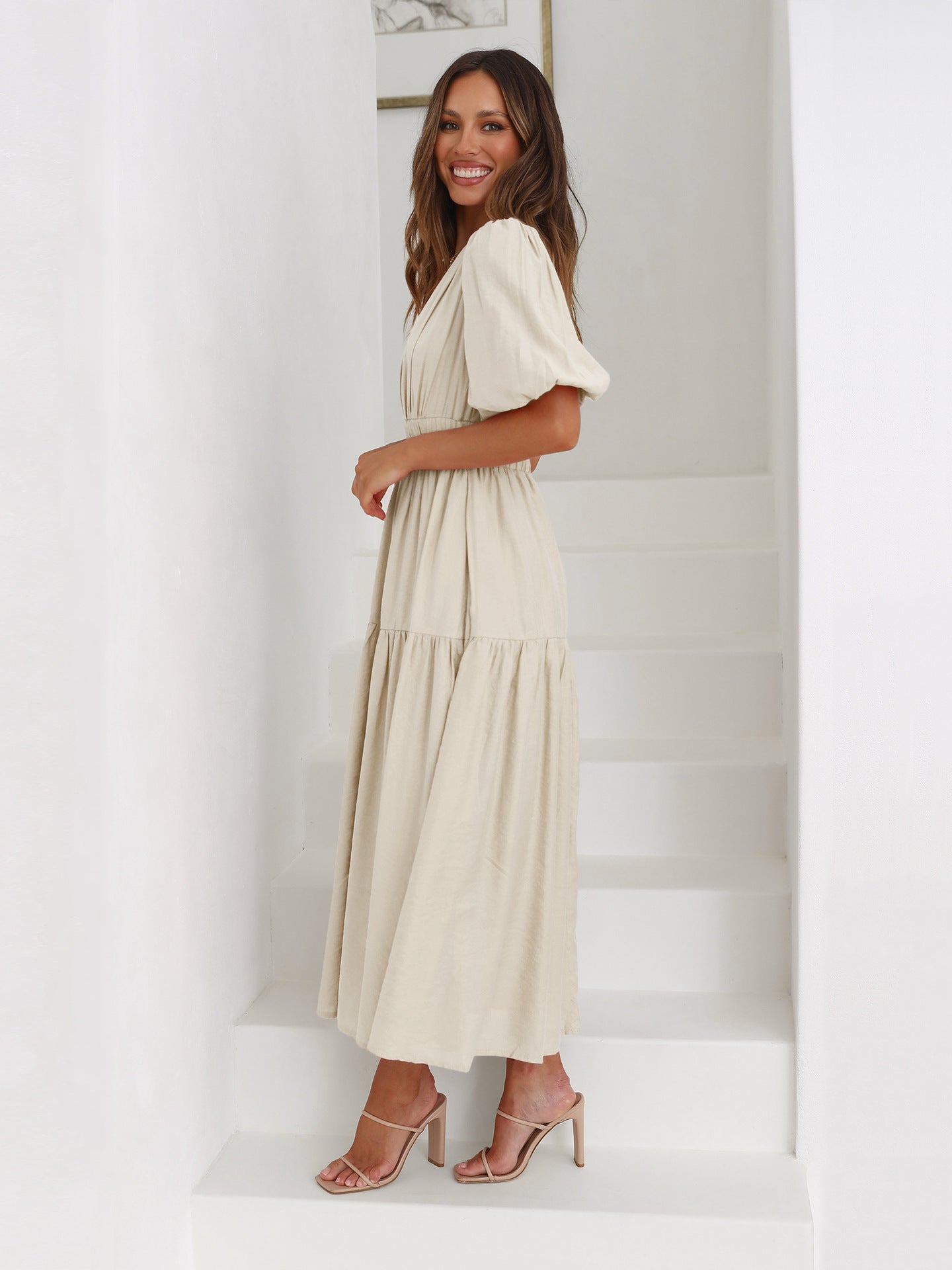 Janne | Women's Elegant Summer Dress With Puff Sleeves