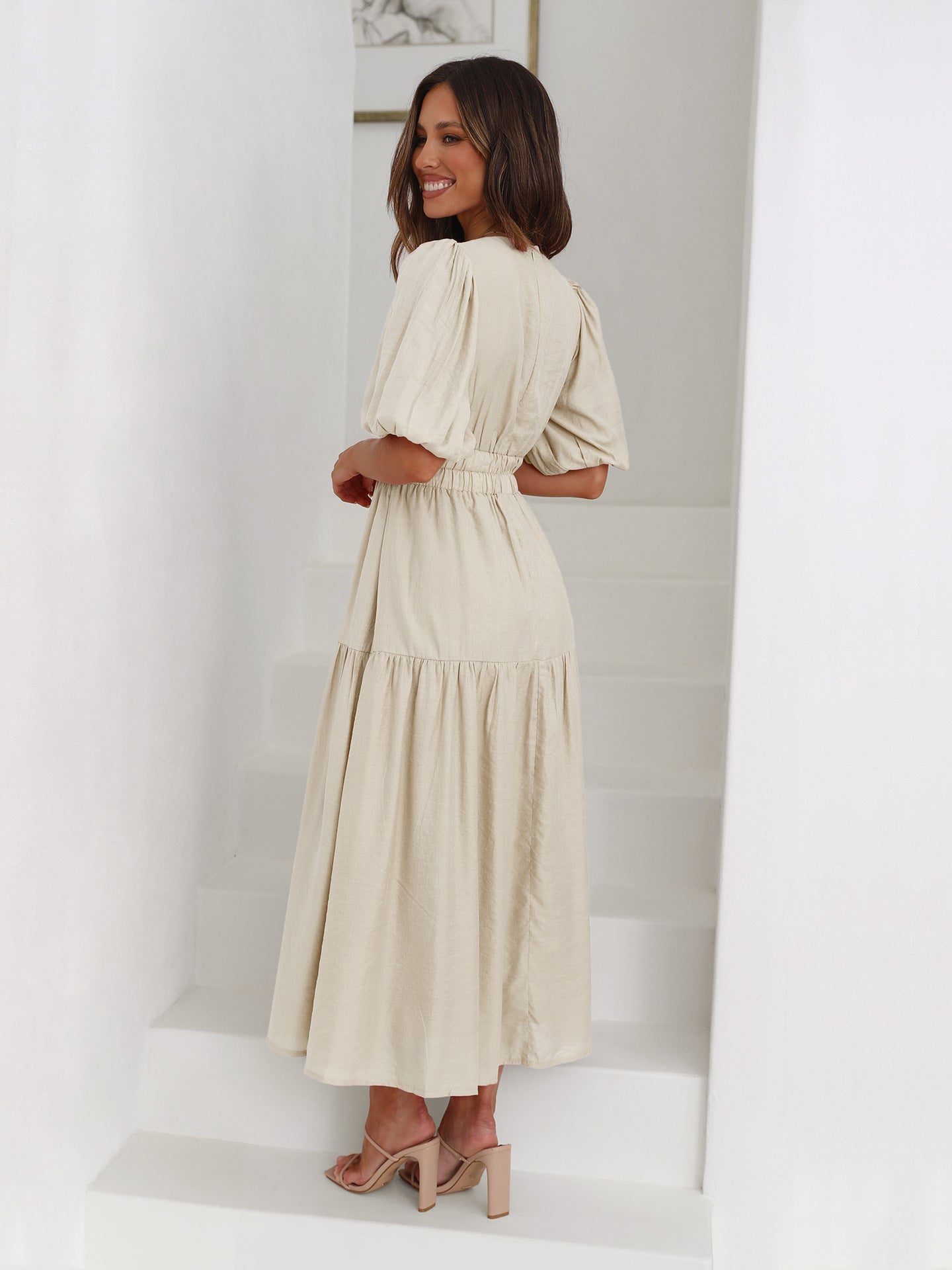 Janne | Women's Elegant Summer Dress With Puff Sleeves