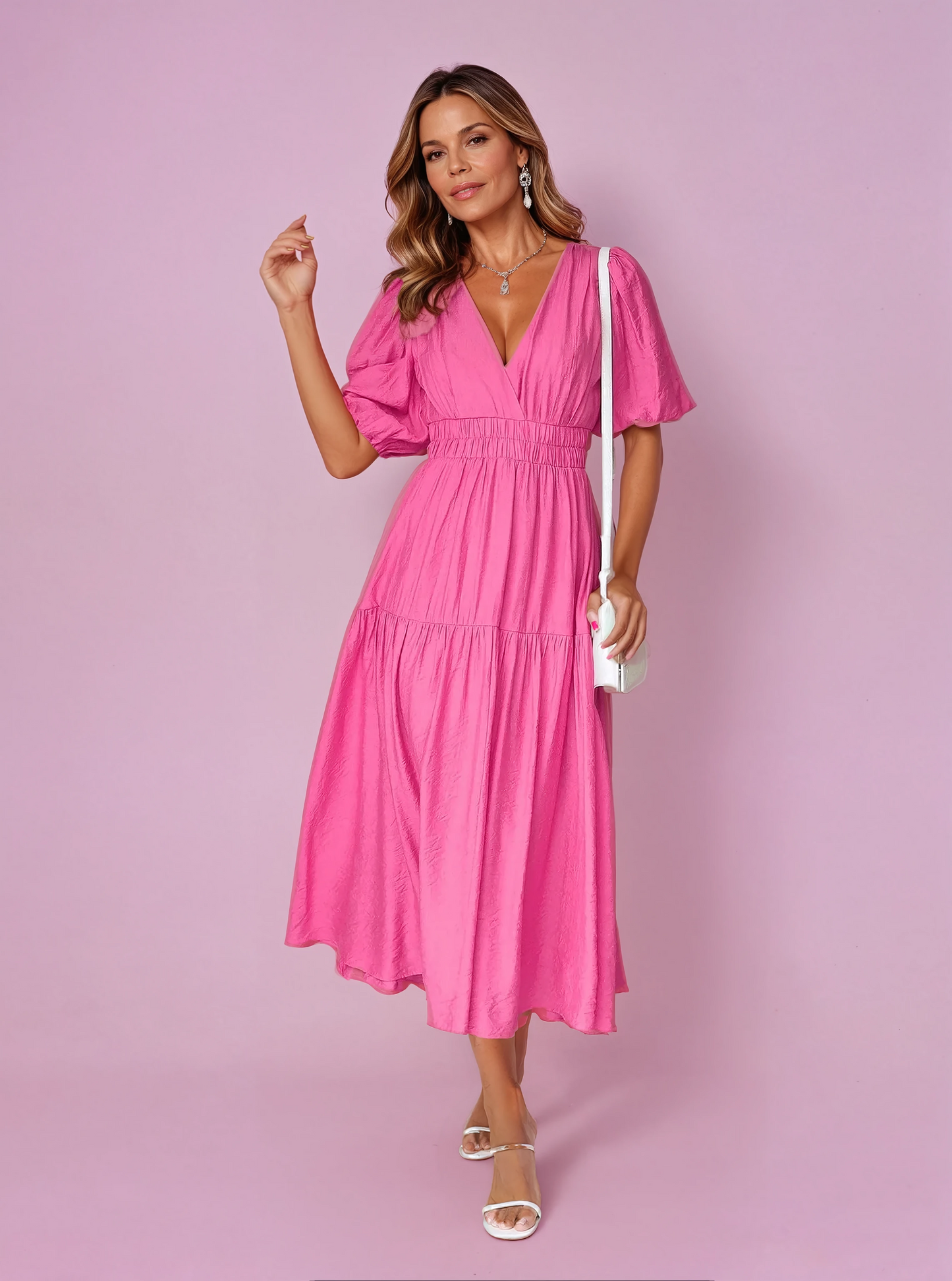 Janne | Women's Elegant Summer Dress With Puff Sleeves