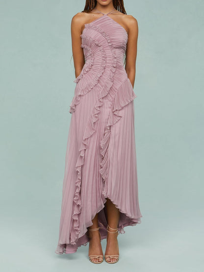 Chloe | Women's Embroidered Halterneck Maxi Dress