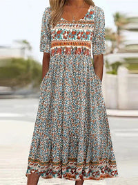 Isabella | Women's Printed Boho Midi Dress