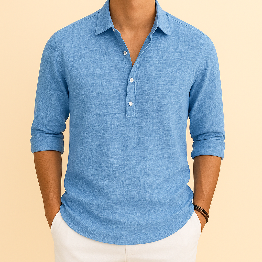 Robin | Men’s Classic Henley Poloshirt With Longsleeves