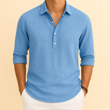 Robin | Men’s Classic Henley Poloshirt With Longsleeves