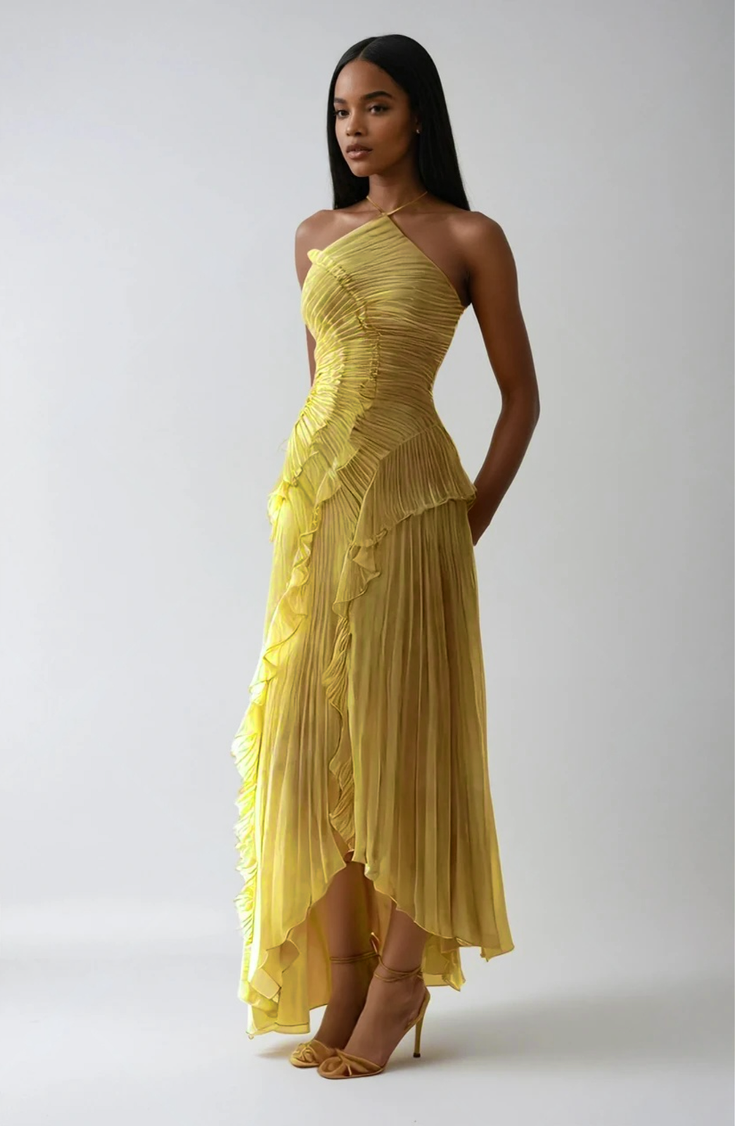 Chloe | Women's Embroidered Halterneck Maxi Dress