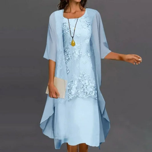 Olena | Women's Floral Lace Midi Dress & Cardigan Set