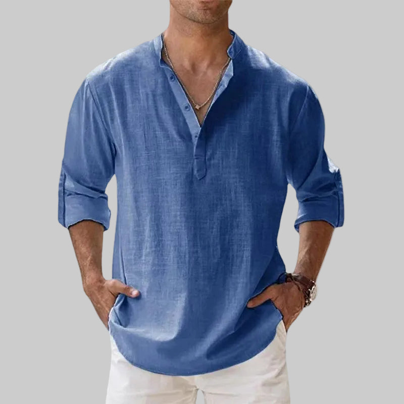 Luca | Men's Classic Linen Henley Shirt
