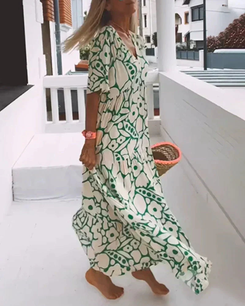 Penny | Women's Summer Printed V-neck Dress