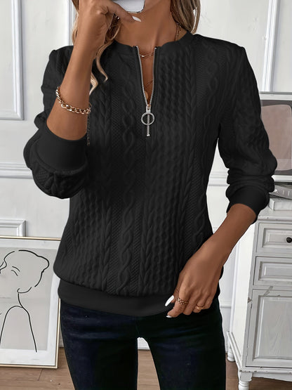 Amalia | Women's Cable Knit Sweater With Zipper