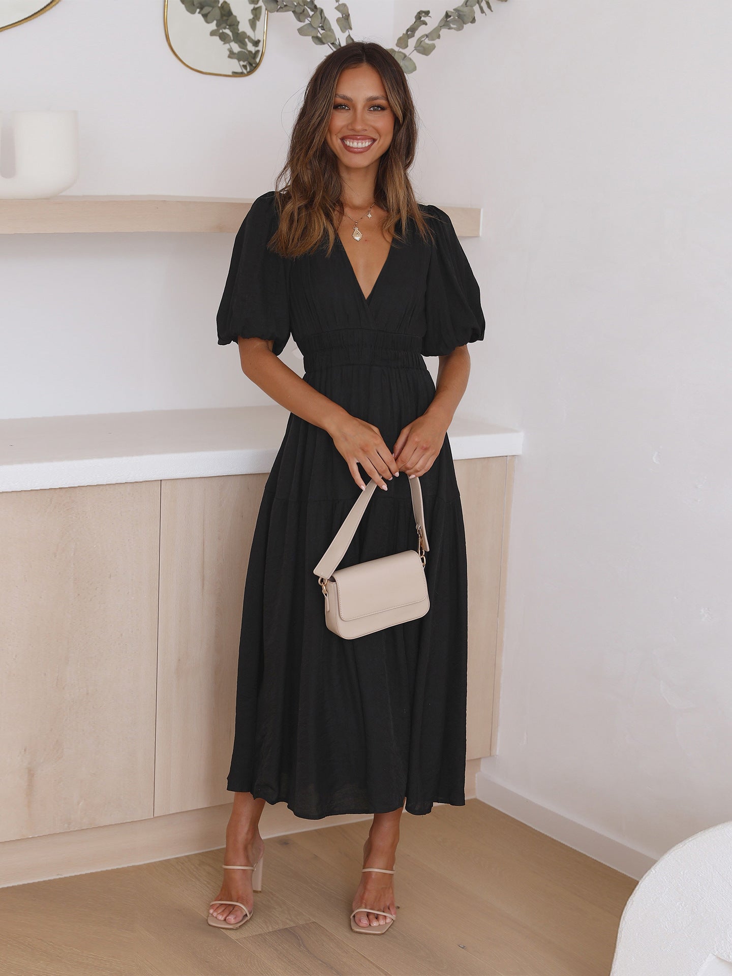 Janne | Women's Elegant Summer Dress With Puff Sleeves