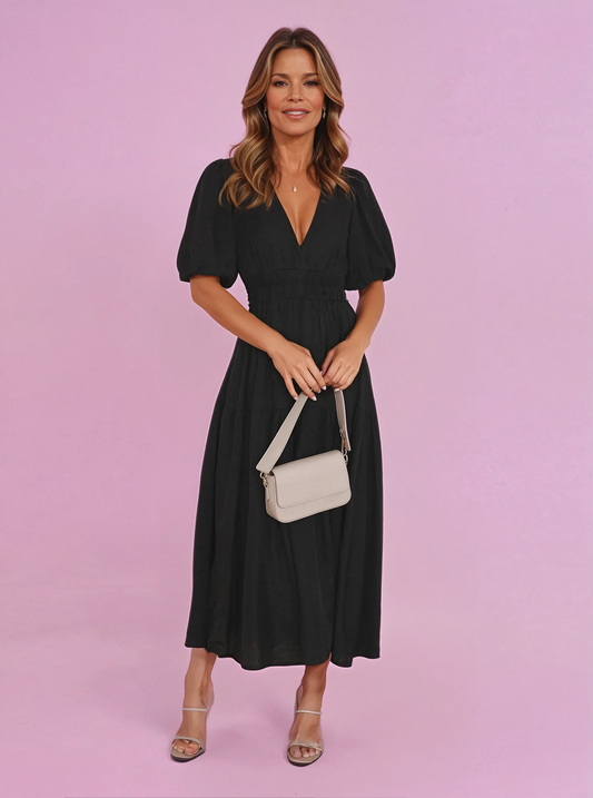 Janne | Women's Elegant Summer Dress With Puff Sleeves