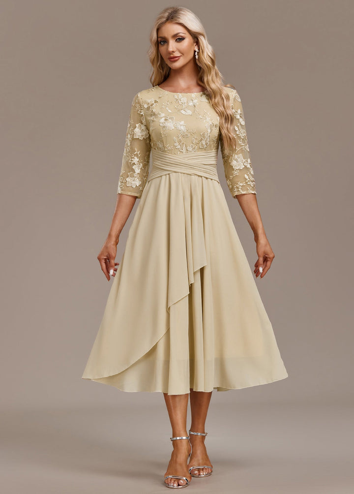 Arleta | Women's Summer Embroidered Chiffon Midi Dress