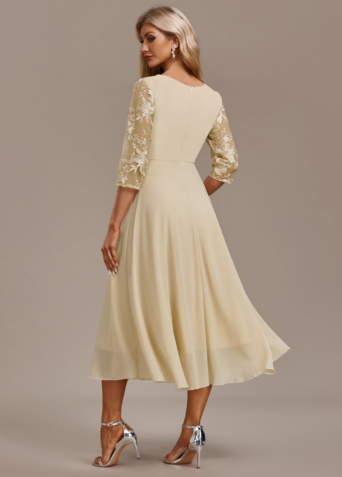 Arleta | Women's Summer Embroidered Chiffon Midi Dress