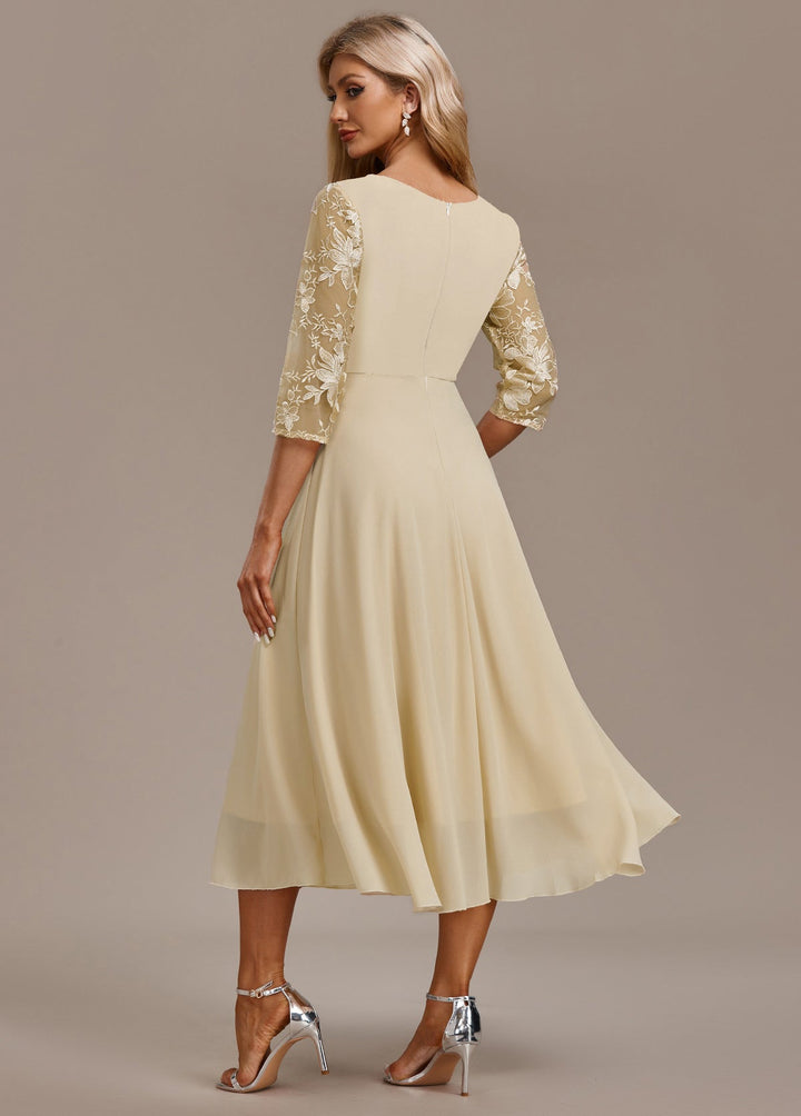 Arleta | Women's Summer Embroidered Chiffon Midi Dress