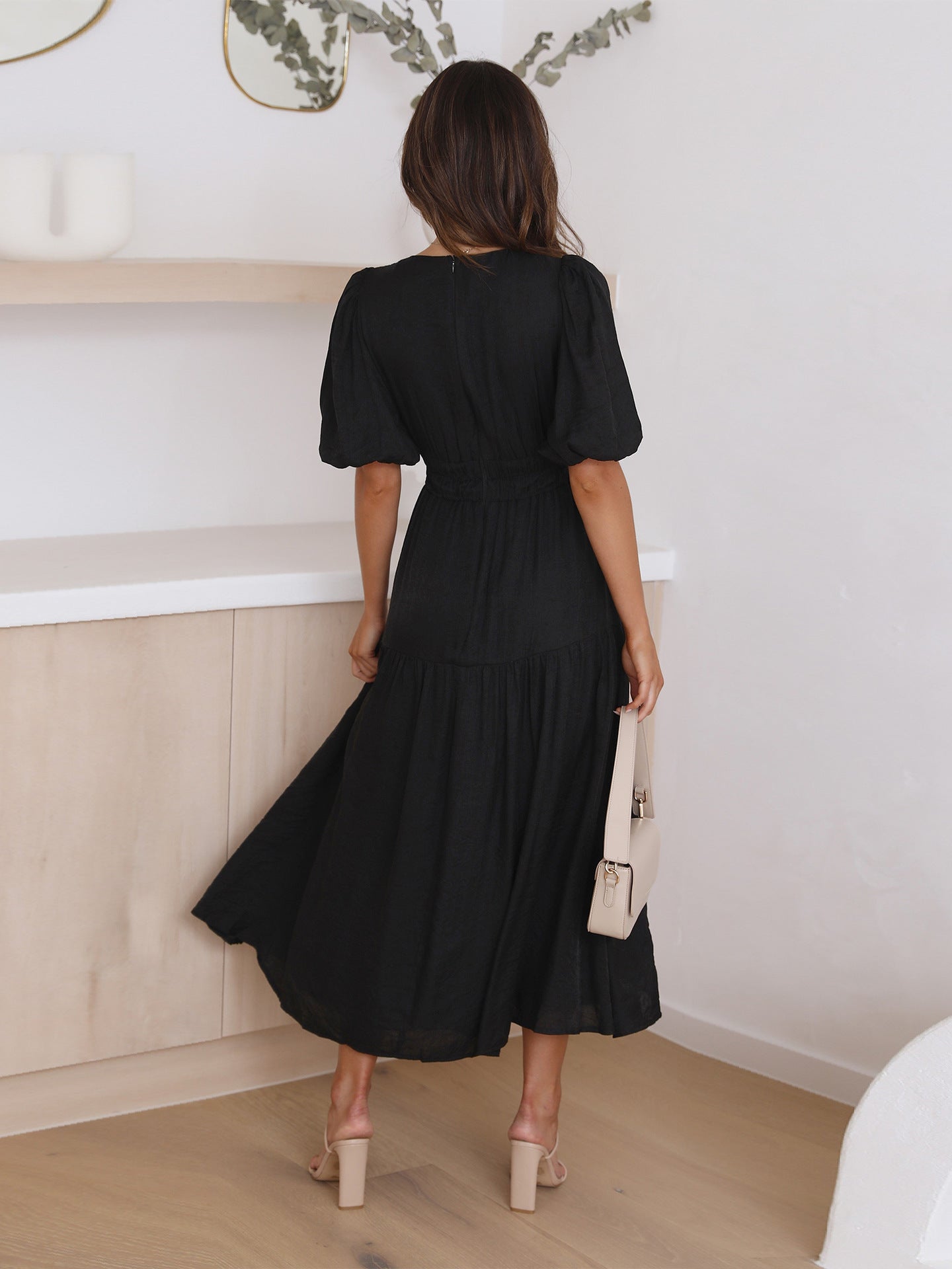 Janne | Women's Elegant Summer Dress With Puff Sleeves