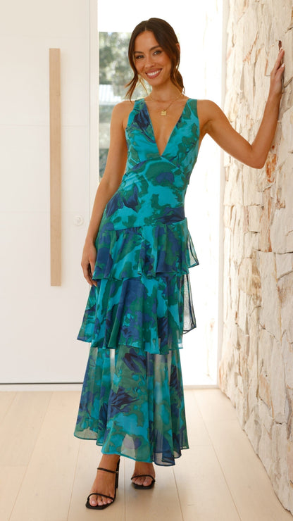 Solveig | Women’s Elegant Summer V-Neck Maxi Dress