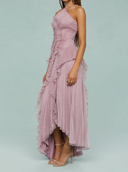 Chloe | Women's Embroidered Halterneck Maxi Dress