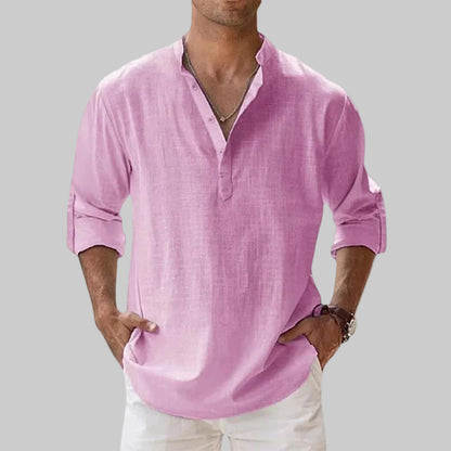 Luca | Men's Classic Linen Henley Shirt