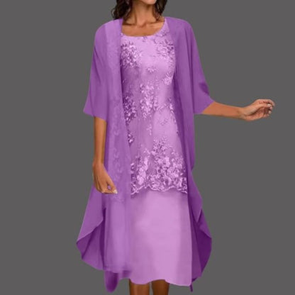Olena | Women's Floral Lace Midi Dress & Cardigan Set