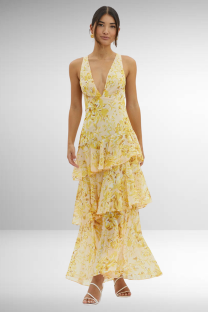 Solveig | Women’s Elegant Summer V-Neck Maxi Dress