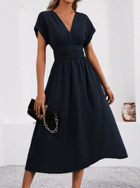 Arabella | Women's Classic V-neck Midi Dress