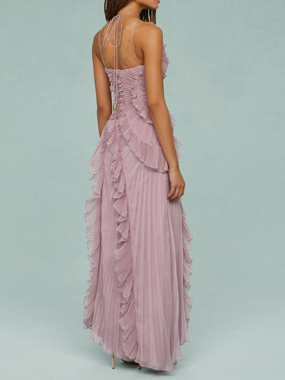 Chloe | Women's Embroidered Halterneck Maxi Dress