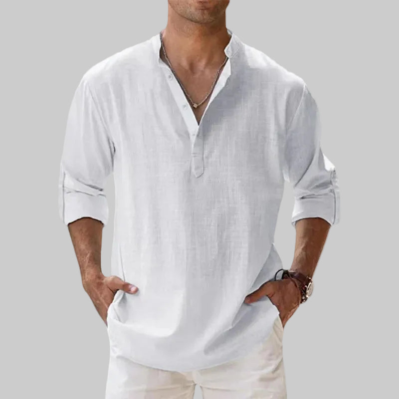 Luca | Men's Classic Linen Henley Shirt