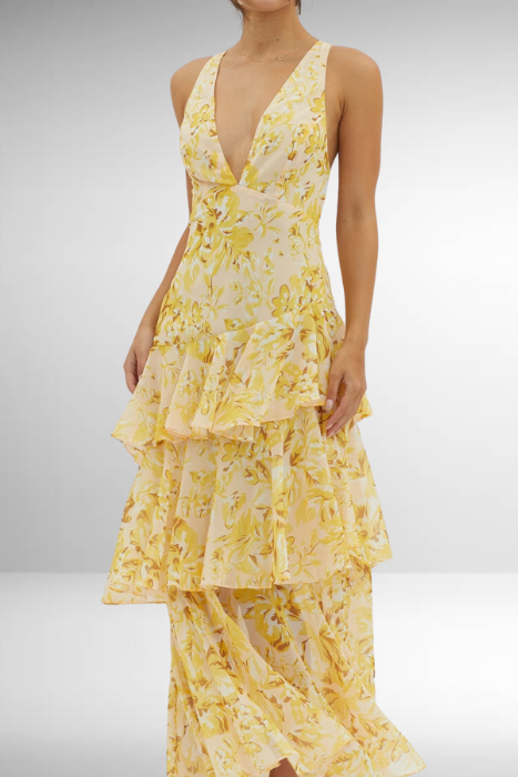 Solveig | Women’s Elegant Summer V-Neck Maxi Dress