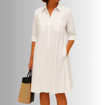 Rebekka | Women's Sophisticated Midi Shirtdress With Buttons