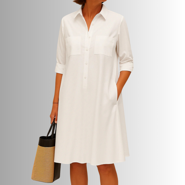 Rebekka | Women's Sophisticated Midi Shirtdress With Buttons
