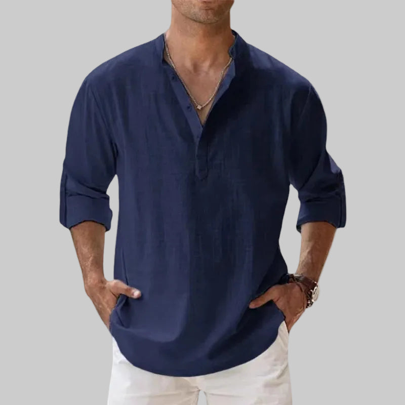 Luca | Men's Classic Linen Henley Shirt