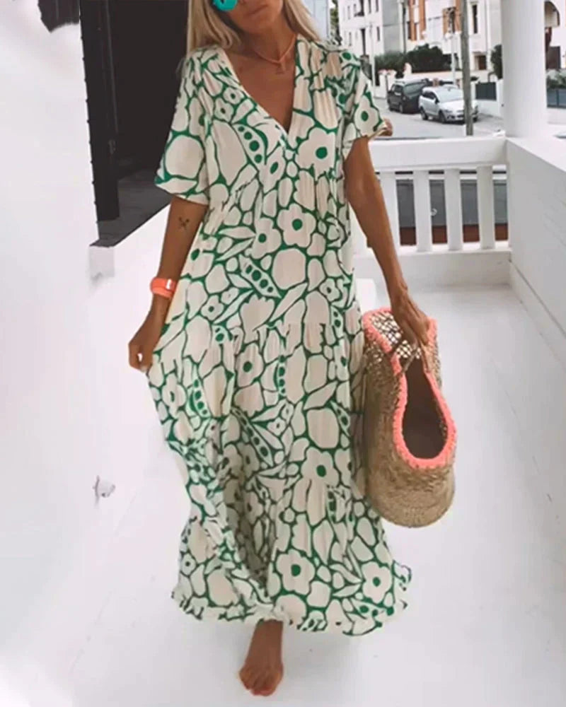 Penny | Women's Summer Printed V-neck Dress