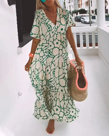 Penny | Women's Summer Printed V-neck Dress