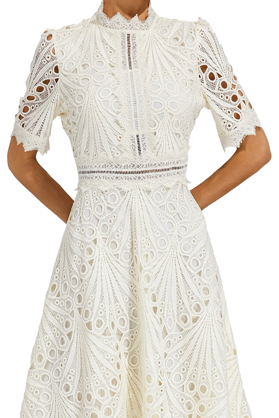 Rieke | Women's Elegant Lace Pattern Midi Dress