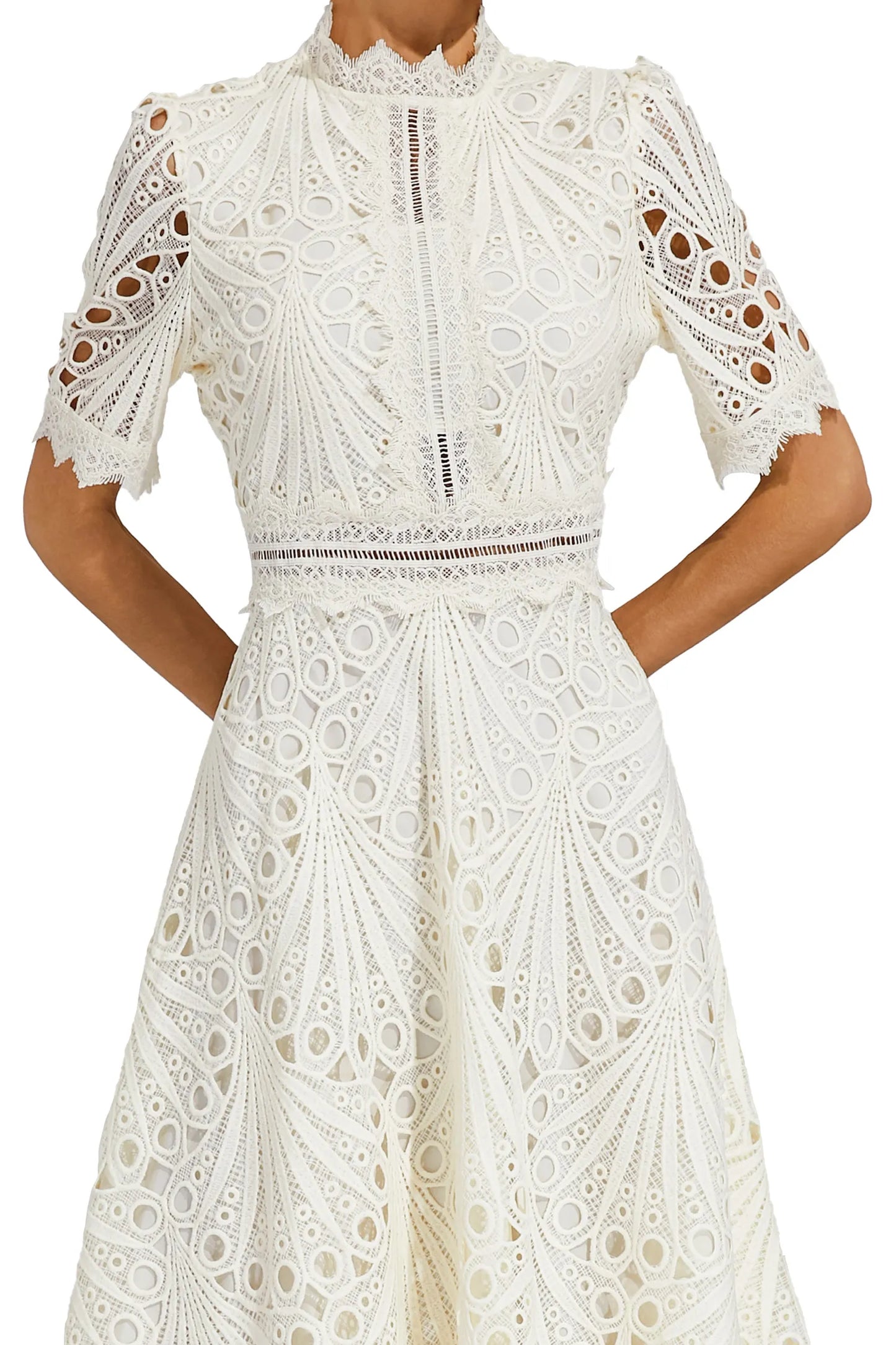 Rieke | Women's Elegant Lace Pattern Midi Dress