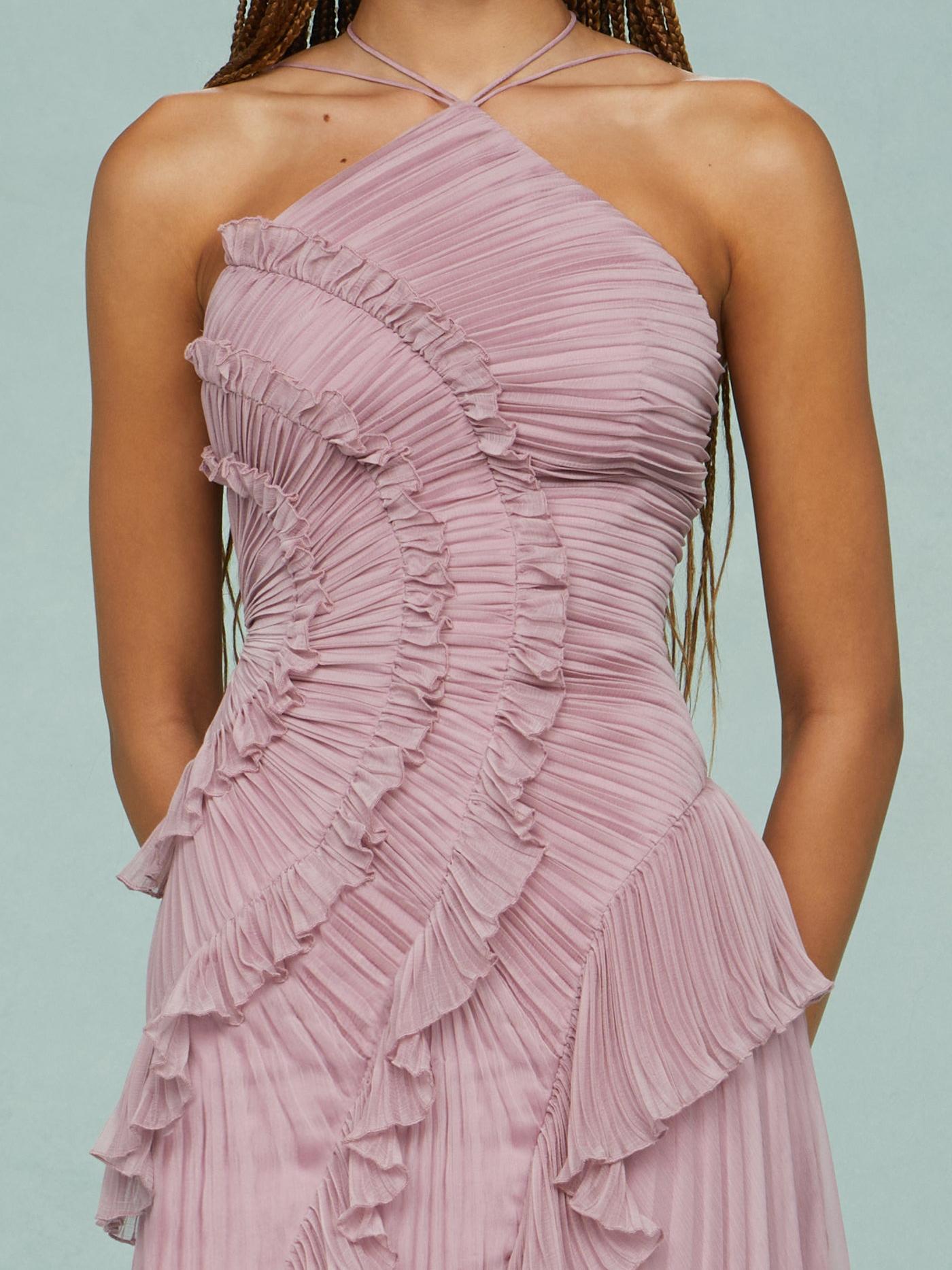 Chloe | Women's Embroidered Halterneck Maxi Dress
