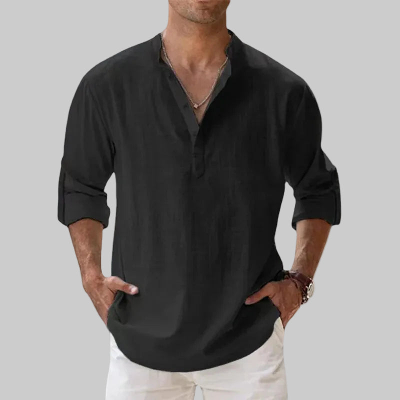 Luca | Men's Classic Linen Henley Shirt