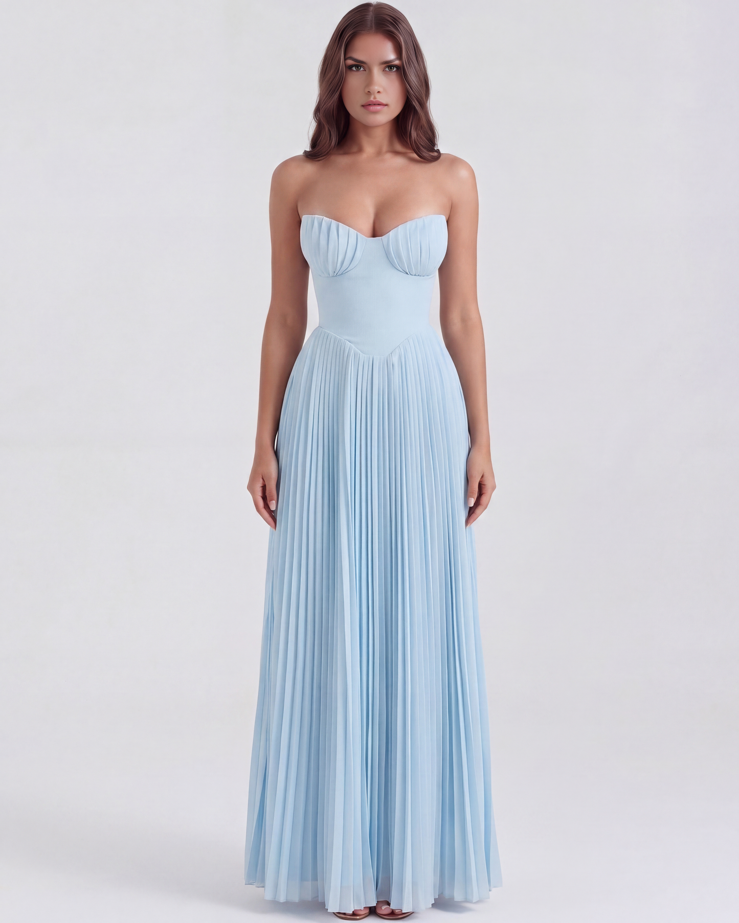 Hayley | Women's Elegant Pleated Wedding Guest Maxi Dress