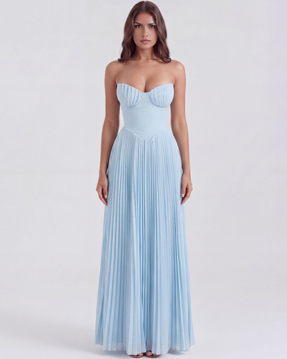 Hayley | Women's Elegant Pleated Wedding Guest Maxi Dress