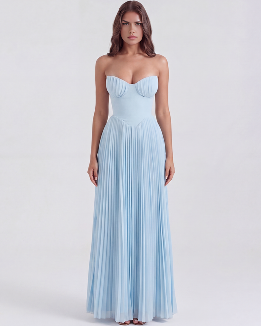 Hayley | Women's Elegant Pleated Wedding Guest Maxi Dress