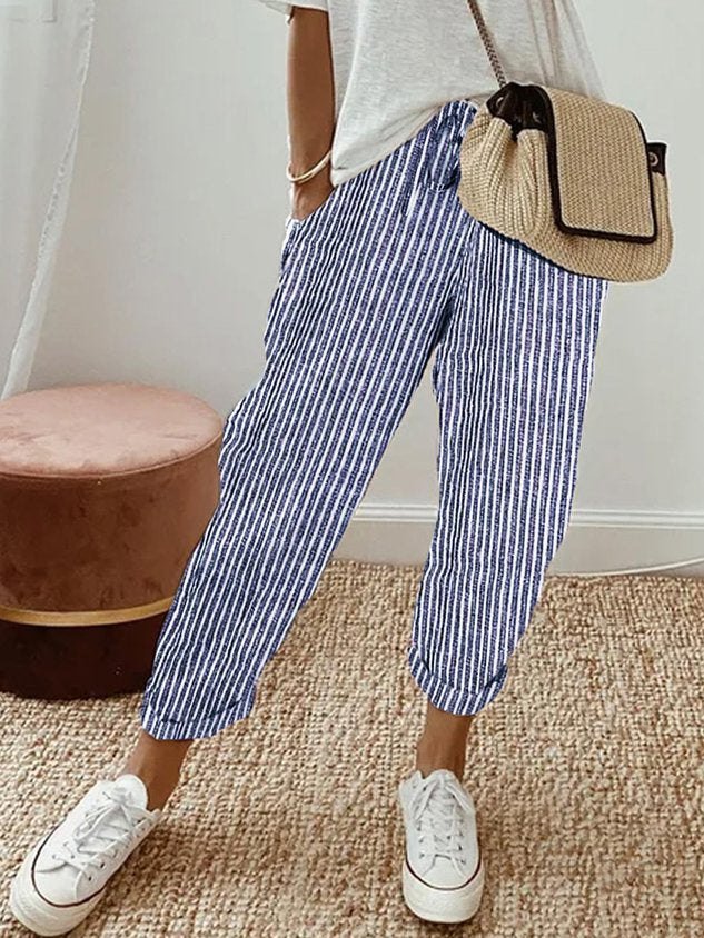 Magda | Women’s striped Casual Summer Trousers
