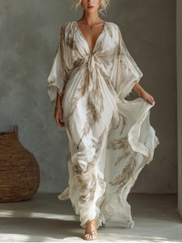 Kerry | Women's Palm Print Dolman Sleeve Maxi Dress