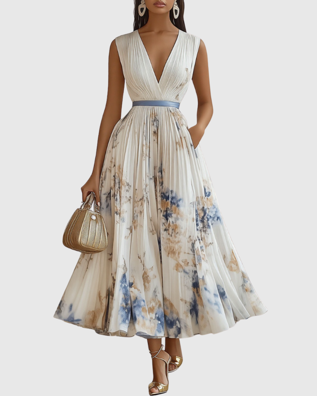 Elma | Women’s Elegant Pleated A-line Dress
