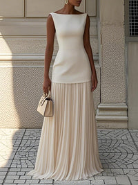 Carolyn | Women's Pleated Summer Sleeveless Maxi Dress