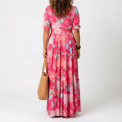 Gemma | Women's Floral V-Neck Summer Long Dress
