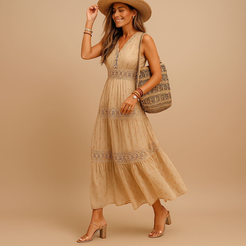 Bella | Women's Boho V-Neck Maxi Dress
