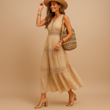 Bella | Women's Boho V-Neck Maxi Dress