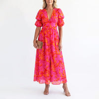 Hallie | Women's Elegant Puff Sleeve Floral Summer Dress