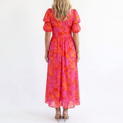 Hallie | Women's Elegant Puff Sleeve Floral Summer Dress