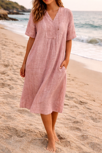 Georgia | Women's Relaxed Fit V-neck Midi Dress